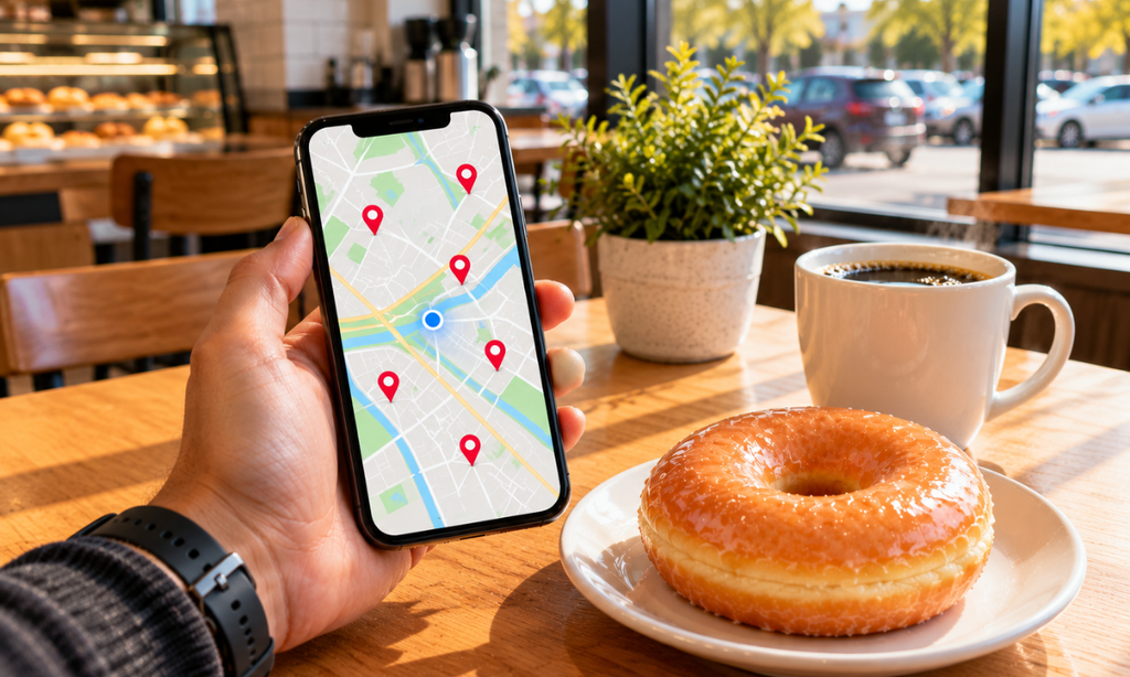 Krispy Kreme store locator on phone